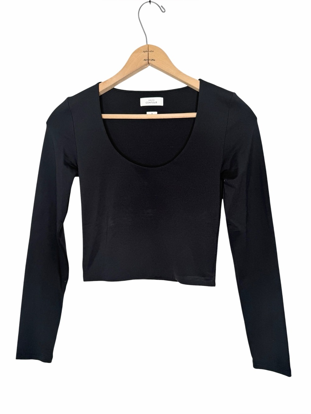Babaton Contour Black Long Sleeve Crop Top Stretch Aritzia Capsule Size Small - Picture 2 of 6